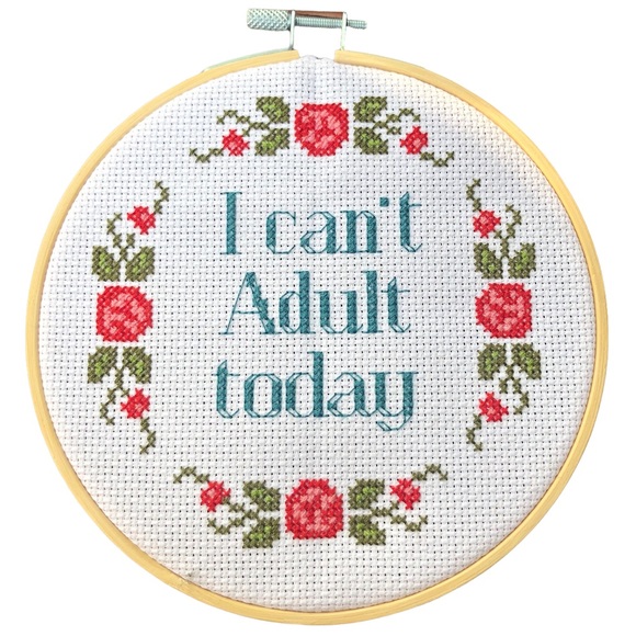 “I Can’t Adult Today” Cross Stitch Sign - Picture 2 of 4
